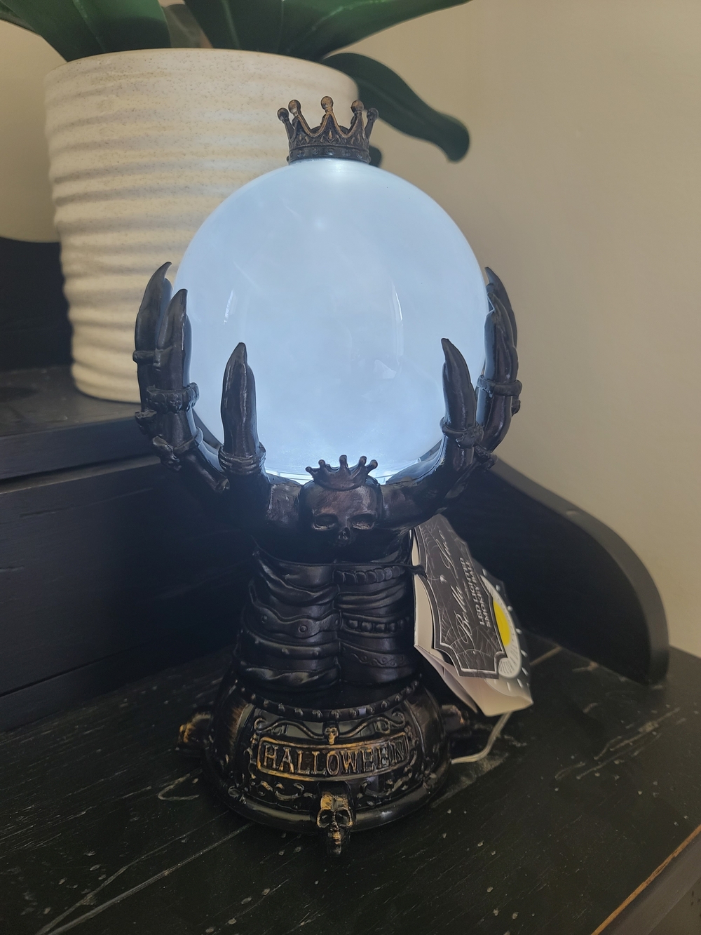 Bella Luxx Black Bronze Crowned Skull Halloween Orb Lamp